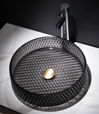 Italian Diamond Texture Glass Basin