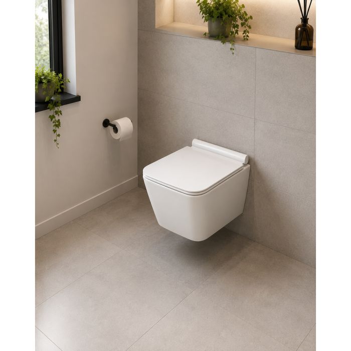 WHITE ASH WALL HUNG PAN SQ