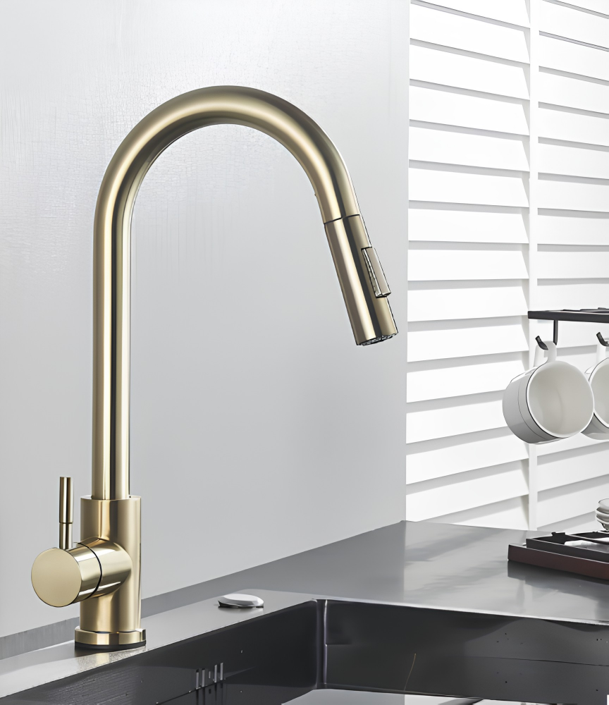 Modern Kitchen 2 Way Faucet Brushed Gold