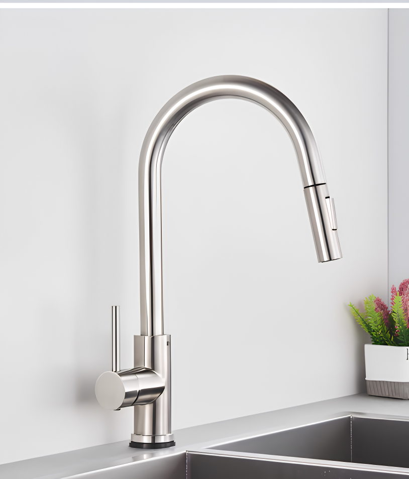 Modern Kitchen 2 Way Faucet Brushed Nickle
